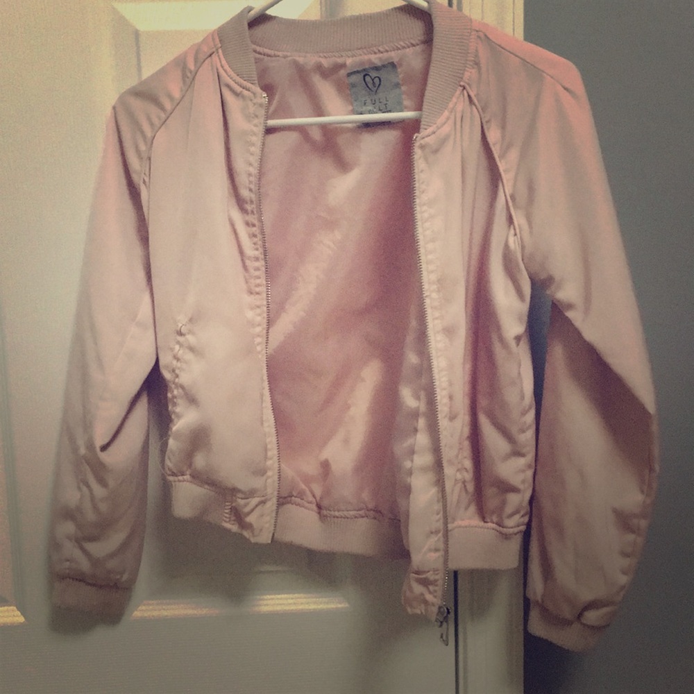 Pink kids bomber, used.